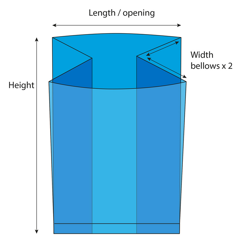 Pallet hood, plastic bag with VCI rust protection for pallet, dimensional drawing